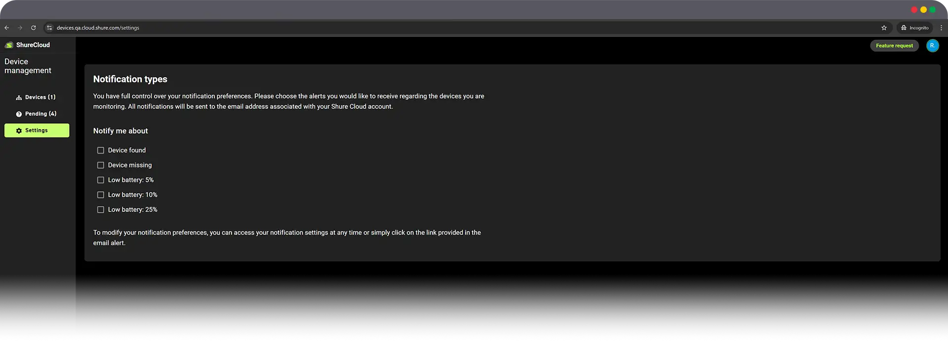 ShureCloud_device_management_Settings_tab